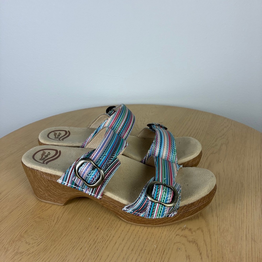 Dansko Sophie Double Strap Sandals Stripe Clogs Women's EU 39 US 8.5-9 Comfort